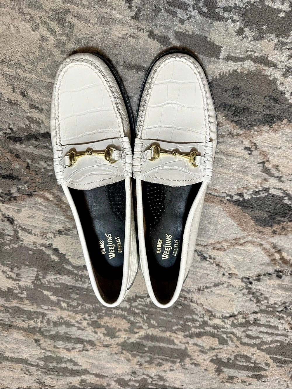 G.H Bass Weejuns aWhite Horsebit Moccasin Loafers